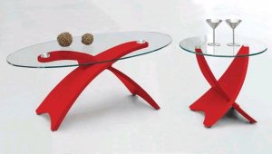 Coffee Table M-32C & End Table M-32E 2pc Set in Red Finish