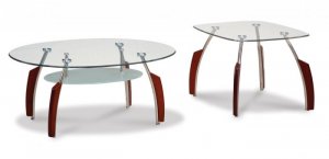 Coffee Table 138C 138E Crestone Occasional and End Table Set in Mahogany Finish 2PC