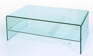 Coffee Table C26 Bent Glass Two-Tiered