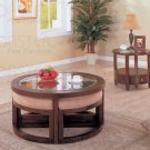Coffee Table 700588 Modern Style in Cherry Color Finish with 4 Stools