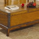 Coffee Cocktail Table Rustic Wood Metal Trim Storage 701008