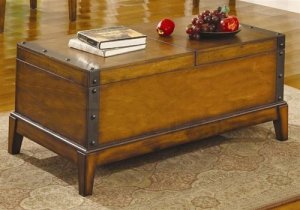 Coffee Cocktail Table Rustic Wood Metal Trim Storage 701008