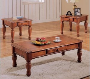 Coffee Table Covington Dark Oak Finish Occasional 3pc Set
