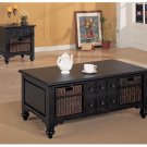 Coffee Table With Baskets in Black Finish