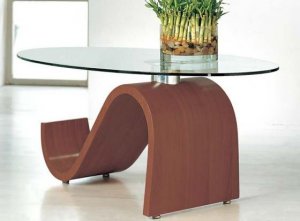 Coffee table 23C Curved Base Mahogany