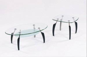 Coffee Table and End Table Set 138C 138E Crestone Occasional in Black Finish 2PC
