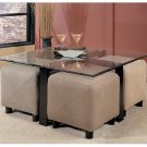 Coffee Table 700026-CO Glass and Ottomans Cocktail Collection