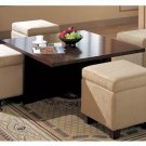 Coffee Table 700006 Contemporary Dark Mahogany Finish w/4 Storage Ottomans