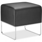 Ottoman Black or White Leatherette Plush with Steel Chrome Frame