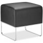 Ottoman Black or White Leatherette Plush with Steel Chrome Frame