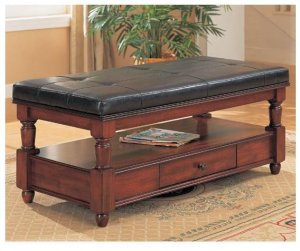 Ottoman/Bench Rich Dark Cherry Finish