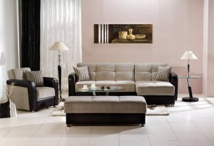 Sectional Sofa Bed Vision with Storage in Light Brown Color