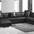 Sectional 3334 Modern Black Leather (3pc Set)