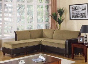 Sectional 5 Piece Versatile Modular  in Cocoa Velve and brown PU Finish