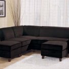 Sectional 5 Piece Versatile Modular in Chocolate Velvet Finish