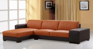 Sectional Sofa Dico Orange/ Brown Thick Leather