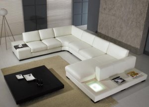 Sectional Sofa T35 Modern White Leather