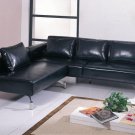 Sectional Sofa Vogue Full Bycast Black Leather Elegant Contemporary