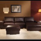 Leather Corner With Metal Legs High Quality Brown 'New York'