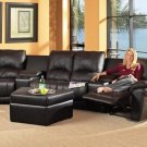 Leather Sectional Sofa Set Promenade Black Recliner Media