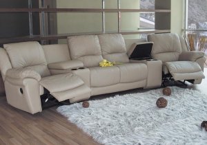 Leather Sectional Sofa Set Promenade Taupe Recliner Media