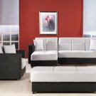 Sectional Sofa Bed Elegant Black /Grey Microfiber
