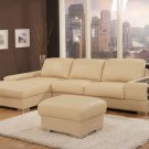 Corner With Metal Legs High Quality Cream Leather 'New York'
