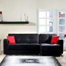 Sectional Sofa Bed Elegant Black Microfiber