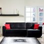 Sectional Sofa Bed Elegant Black Microfiber