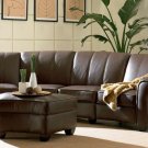 Sectional Coaster Living Room in Brown Leather Finish