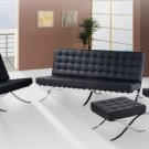 Style 4pc Set Full Leather Sofas Barcelona in Black or White Color