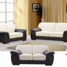 Sofa Set (Sofa, Loveseat and Chair) Aspen Premium Beige/Brown Italian Leather 3pc