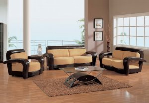 Sofa Sets Microfiber Three-Piece with Two-toned Color Finish