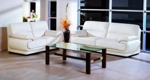 Leather 3pc Set (Sofa, Loveseat & Chair) Bosli Modern Black or off White italian