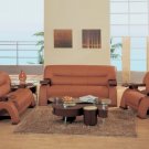 Leather Sofa and Loveseat Set 2033 Grandiose Curvy Wood and Burgundy