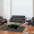 Leather Sofa and Loveseat Set 2033 Grandiose Curvy Wood and Black