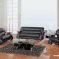 Leather Sofa and Loveseat Set 2033 Grandiose Curvy Wood and Black