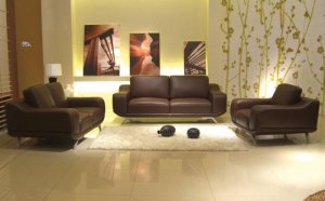 Leather Sofa Set Sway Brown 3pc (Sofa, Loveseat and Chair)