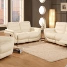 Leather Stylish Living Room 3pc Set 'Lotus'Collection in Light Cream Color