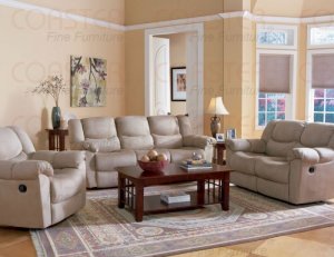 Set 501331 Prudence Motion 2pc Sofa & Loveseat in Beige Microfiber