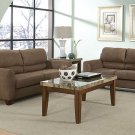 Living Room Sofa & Loveseat u497 in Milk Chocolate Microfiber