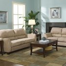 Living Room Sofa & Loveseat u499 in Lt Brown Microfiber