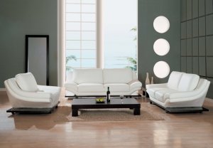 Leather '757' 3pc Set Elegant White