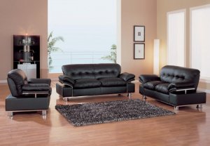Black Leather Two-Piece Set 676 ( Sofa & Loveseat )