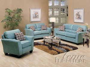 Sofa Set 3pc Westwood Lt Blue Microfiber (Sofa, Loveseat & Chair)