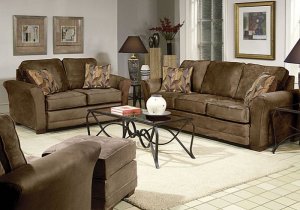 Sofa Set Margaret Brown Microfiber 2pc (Sofa, Loveseat)