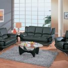 Sofa Set 9908- Rogers 2 pc. Black Leather Living Room (Sofa & Loveseat)