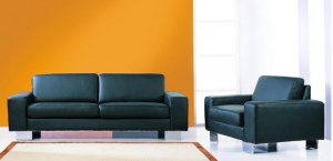 2pc Set Nova Sofa & Love Seat in Black Top Grain leather