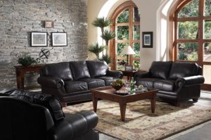 Leather Set  2pc Sofa & Love Seat Manchester Dark Brown
