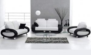 Sofa 3pc Set White & Black